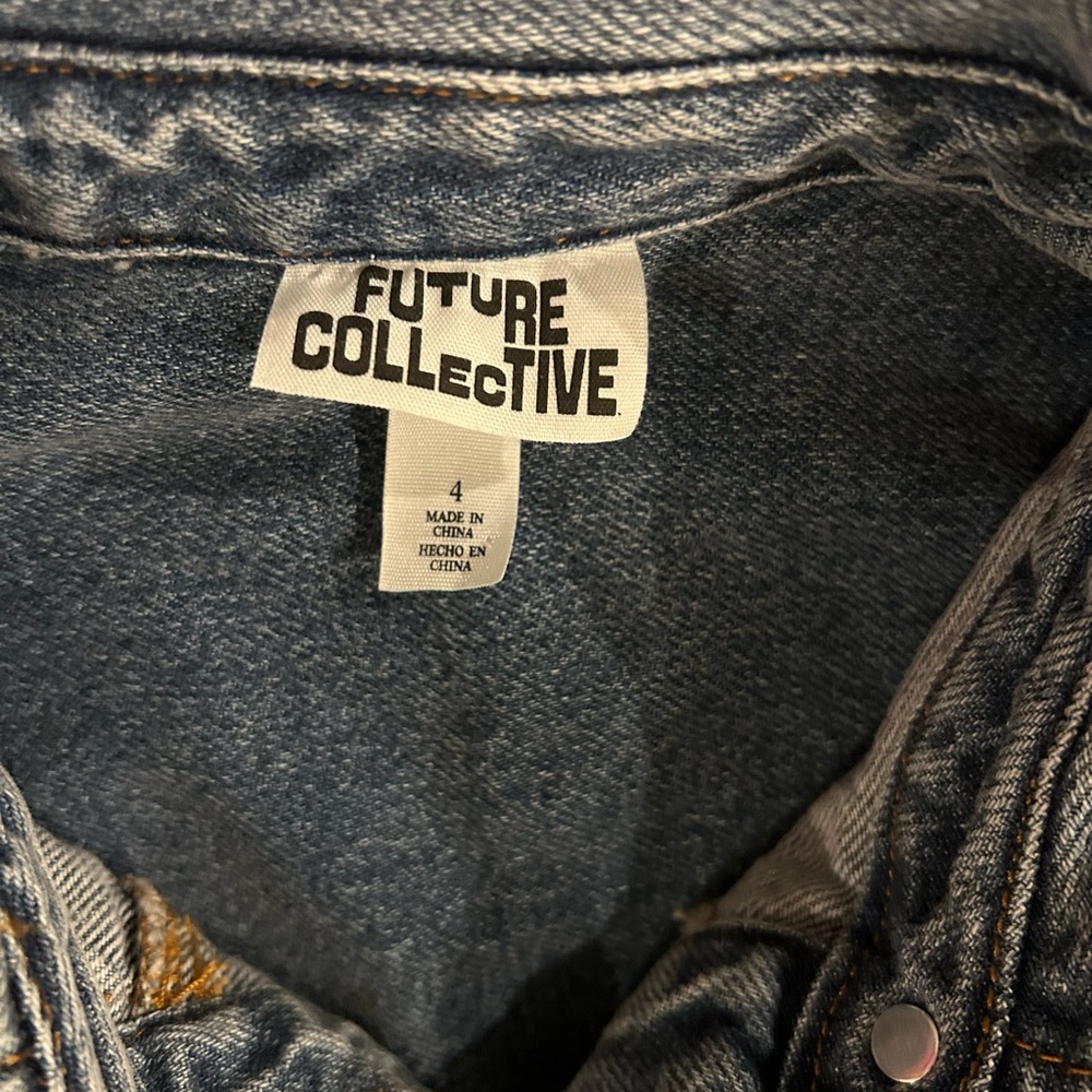 Future Collective Blue Denim Long Sleeve Dress size 4 - Picture 5 of 5